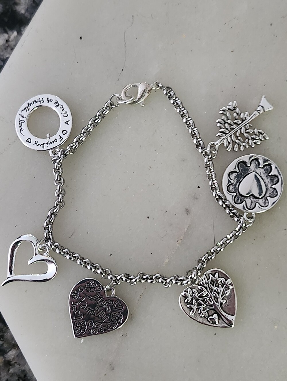 David Culiner Silver Tone "Love This Life Family" Charm Bracelet